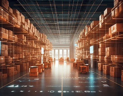 Futuristic technology retail warehouse.