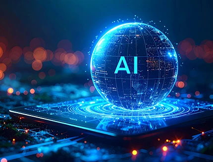 Glowing artificial intelligence sphere.