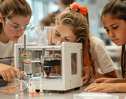 3 girls in STEM education.