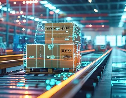 Smart warehouse management system using augmented reality technology to identify package picking and delivery.