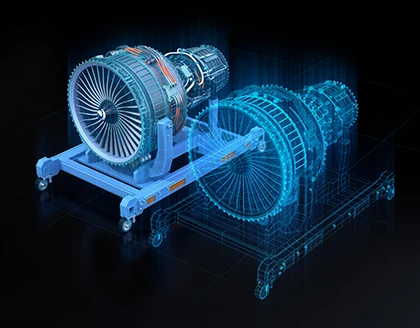 Wireframe rendering turbojet engine.