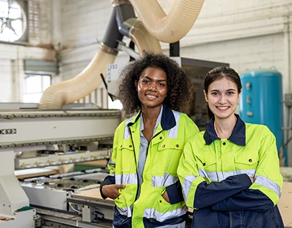 Women worker team staff in industry factory.