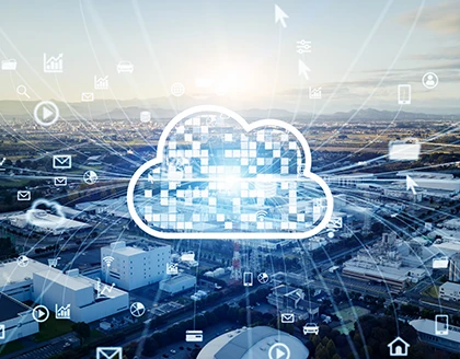 Modern concept, communication network, factory automation.