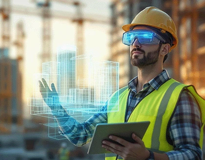 Man in hardhat at manufacturing factory.