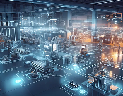 AI overlay over factory floor.